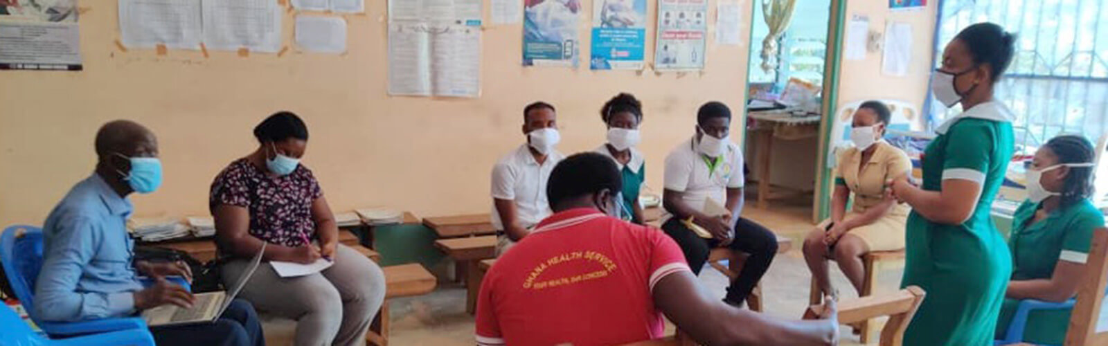 A group of people in a classroom