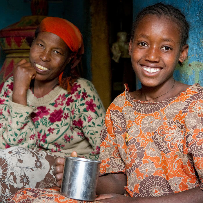 Two women smiling